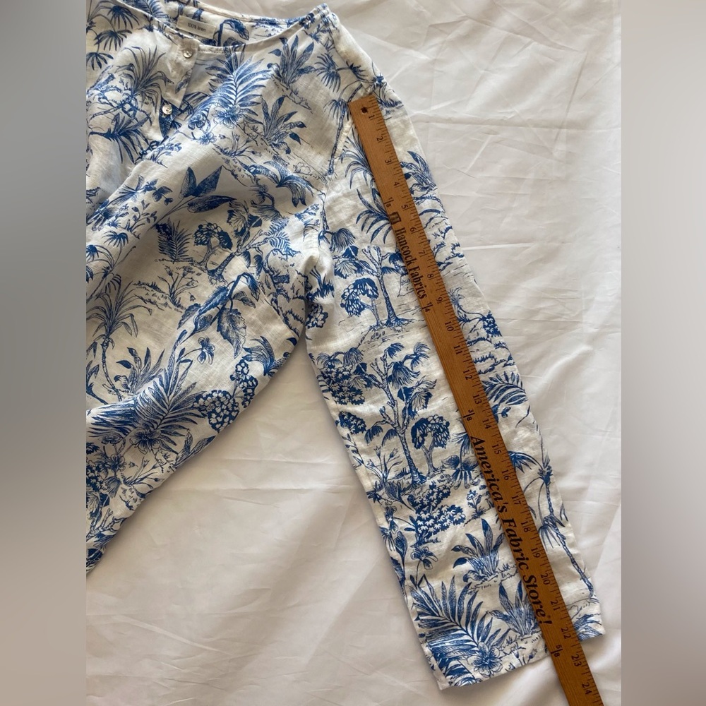 JOIE 100% Linen Tropical Blue/White Toile Print Button-Down Blouse 1X Botanical - Picture 9 of 9